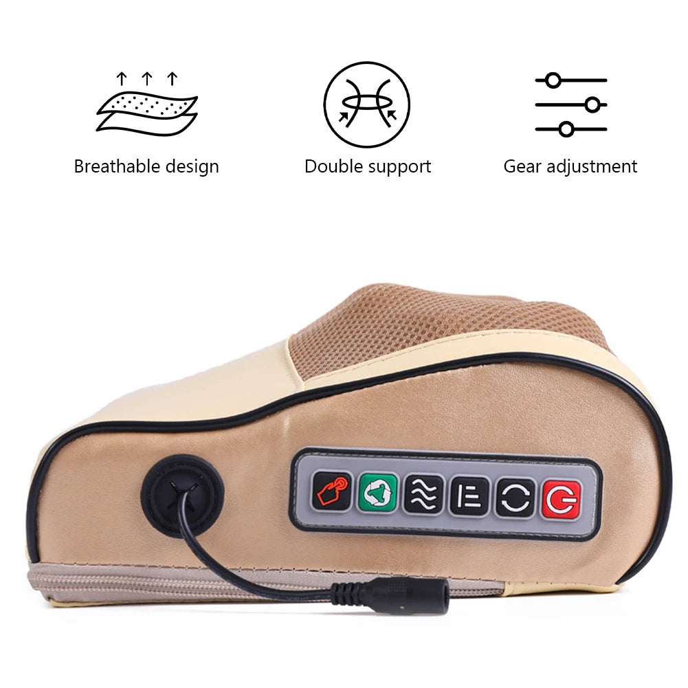 Electric Neck Massager Pillow Neck Massager Adjustable Deep Tissue Kneading Massage Pillow 3 Gear Multi-Function for Men Women