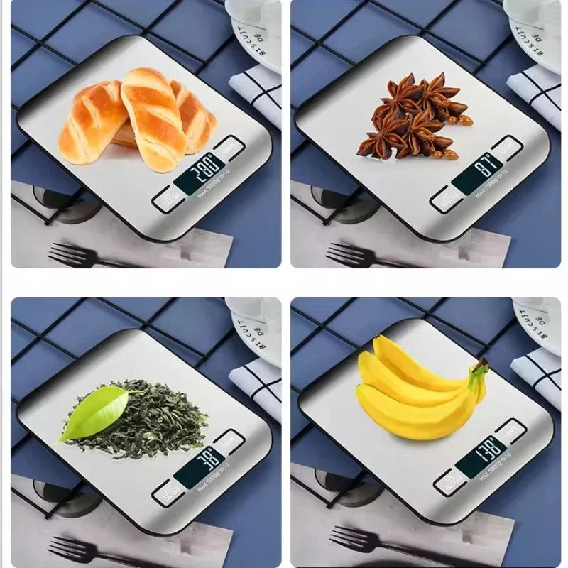 Digital Kitchen Food Scale 5kg/11lb, 1g Precision, Stainless Steel Platform, Backlit LCD, Tare & 6 Units (g/kg/oz/lb:oz/mL), Auto-Off for Baking, Coffee, Meal Prep & Jewelry