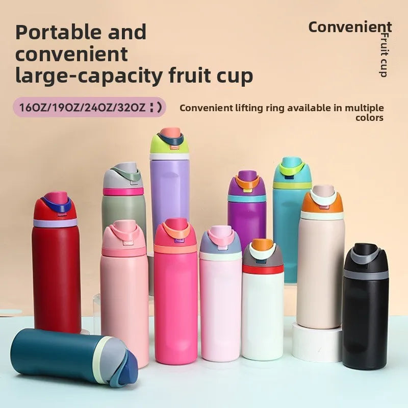 304 Stainless Steel Insulated Water Bottle with Straw, Leakproof