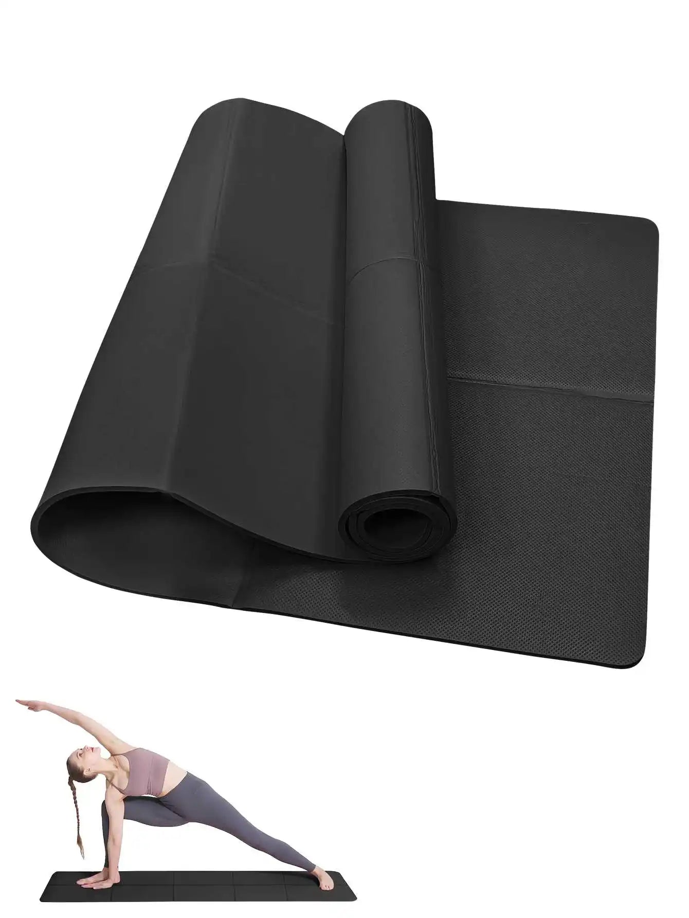 Non-Slip Yoga Mat, Pilates Exercise Mat 3/4/6mm, 173 x 61 cm EVA, Lightweight Travel Workout Mat for Home Gym, Women & Men