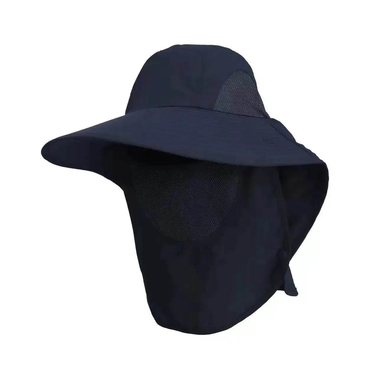 Unisex Wide Brim Sun Hat with Neck Flap, UV Protection Safari Cap, Mesh Panels, Adjustable Chin Strap, Lightweight, Packable