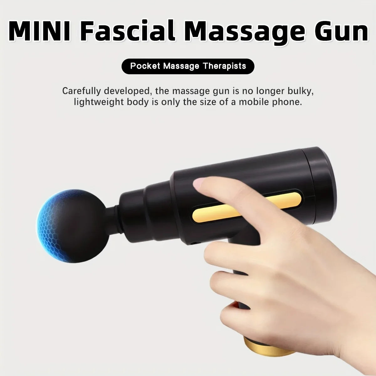 Mini Massage Gun, Deep Tissue Percussion Massager, Portable, LED Display, 6 Speeds, Quiet, Long Battery Life