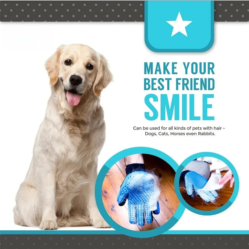Pet Grooming Glove for Cats & Dogs – Hair Removal & Massage Mitt with Soft TPR Tips – Deshedding Brush for Bathing, Cleaning, and Pet Hair Control