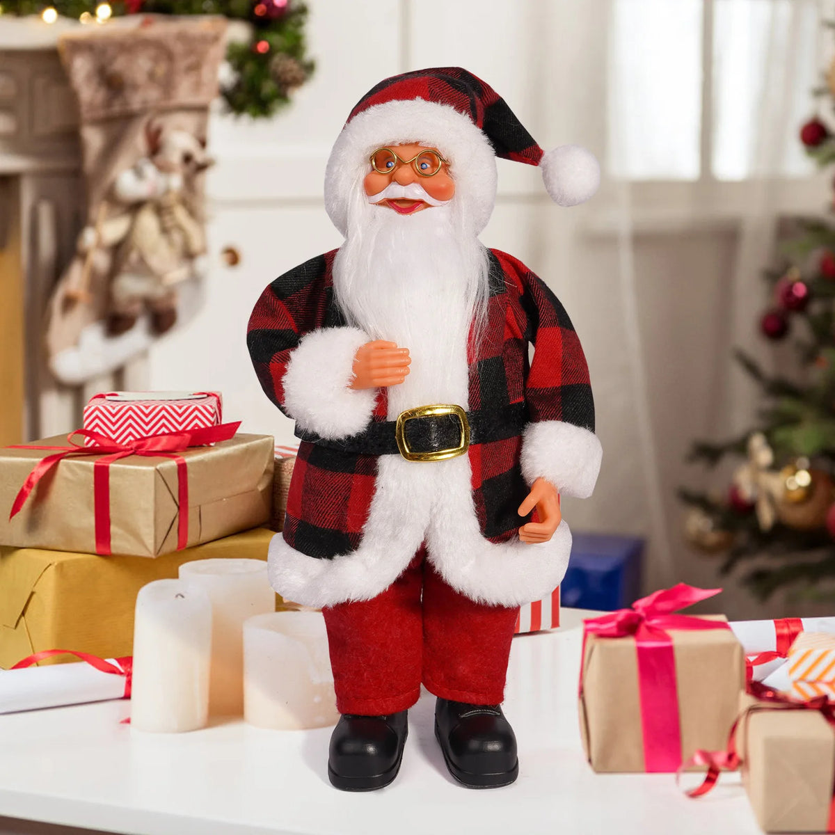Christmas 12 Inch Santa Claus Cute Creative Holiday Decoration Desktop Novelty Toy Cartoon Doll Standing Posture Mascot