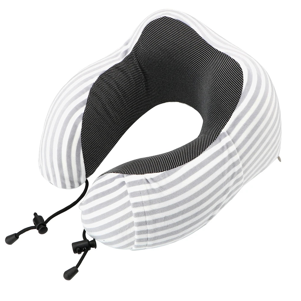 Memory Foam Travel Neck Pillow, U-Shaped 360-Degree Support, 100% Cotton Cover, Airplane Car Office Cushion for Men & Women