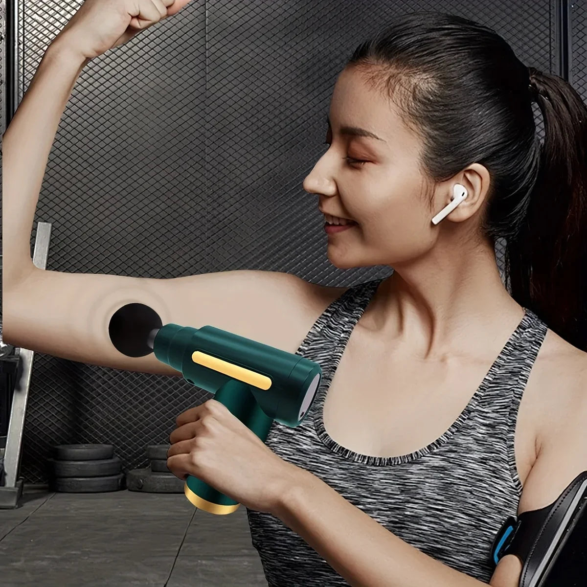 Mini Massage Gun, Deep Tissue Percussion Massager, Portable, LED Display, 6 Speeds, Quiet, Long Battery Life