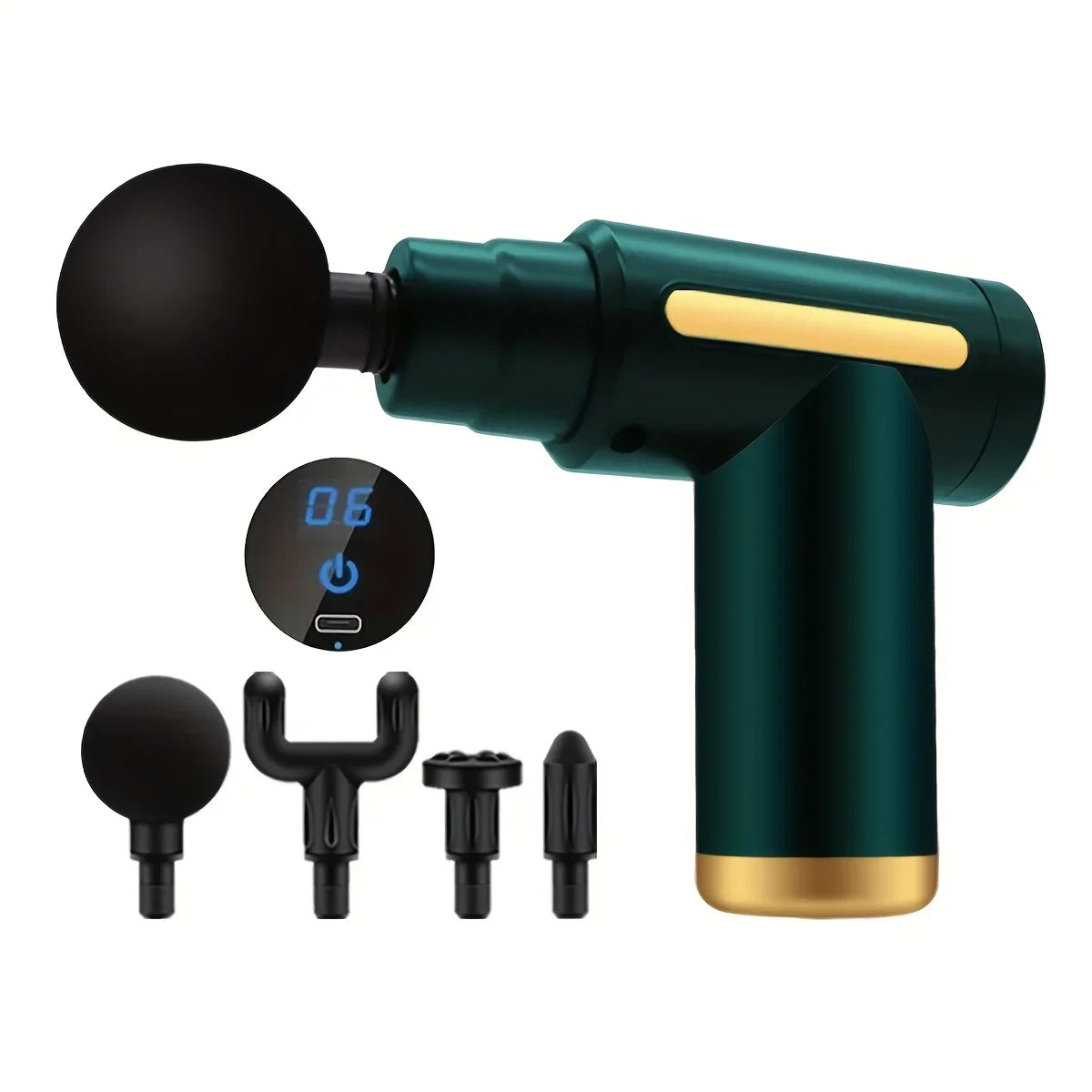 Mini Massage Gun, Deep Tissue Percussion Massager, Portable, LED Display, 6 Speeds, Quiet, Long Battery Life