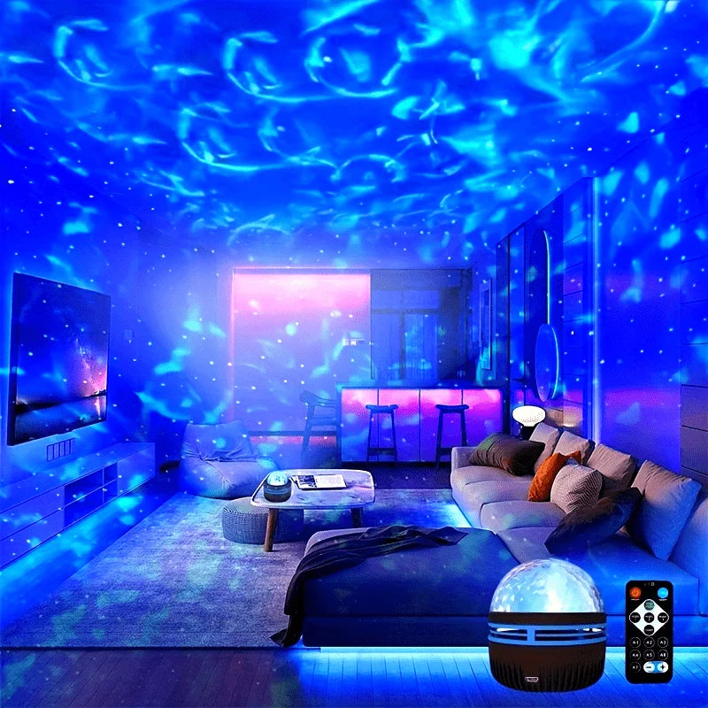 Galaxy Projector Night Light, LED Star & Ocean Wave Projector with Remote, RGB Colors, Auto-Rotate, USB Powered Ceiling Starlight for Bedroom, Kids, Nursery & Home Decor