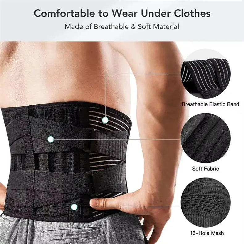 Back Brace for Lower Back Pain Relief, Lumbar Support Belt for Men & Women, Breathable Waist Brace for Heavy Lifting, Sciatica & Herniated Disc Support