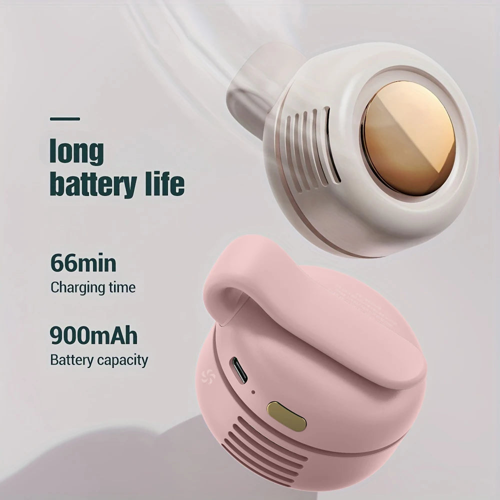 Mini Whirlwind Portable Clip Fan – Rechargeable Waist Clip Fan with USB-C Charging, 3-Speed Handsfree Silent Cooling Fan for Travel, Work, Outdoor, Hiking, Gym