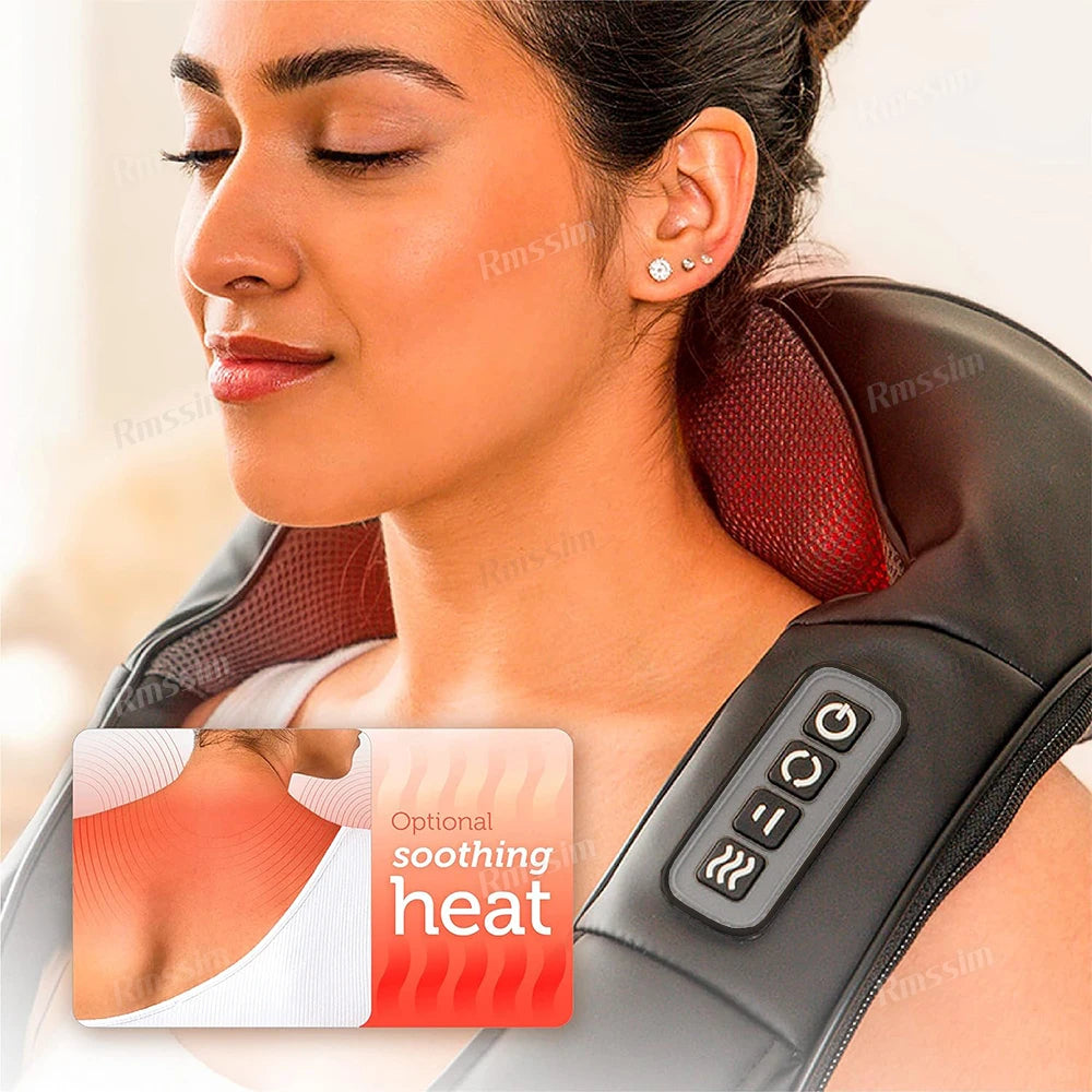 Heated Shiatsu Neck and Back Massager – Portable Deep Kneading Electric Massage Shawl for Shoulders, Waist, Legs & Full Body Muscle Relief