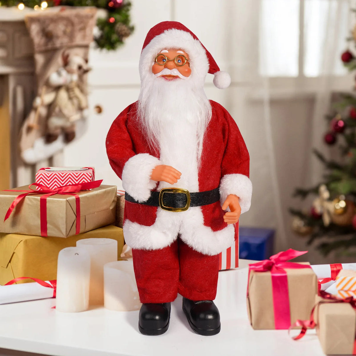 Christmas 12 Inch Santa Claus Cute Creative Holiday Decoration Desktop Novelty Toy Cartoon Doll Standing Posture Mascot