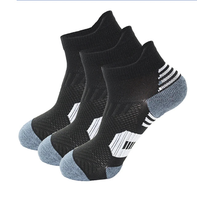 3 Pairs Non-Slip Sports Socks – Professional Quick-Dry Athletic Ankle Socks, Towel Cushion for Running, Training & Gym – Men & Women
