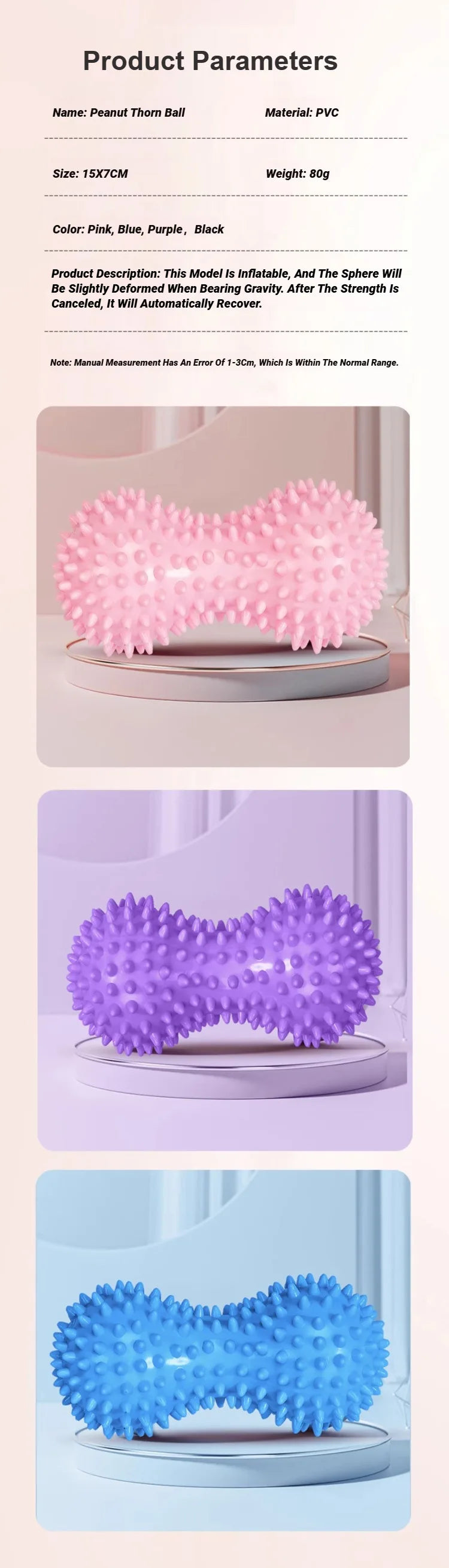 Peanut Spiky Massage Ball, Foot & Muscle Massager for Plantar Fasciitis, Trigger Point Therapy, Stress Relief, Myofascial Release & Deep Tissue Relaxation