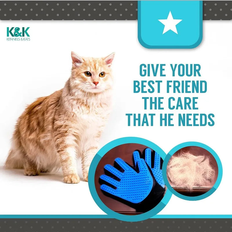 Pet Grooming Glove for Cats & Dogs – Hair Removal & Massage Mitt with Soft TPR Tips – Deshedding Brush for Bathing, Cleaning, and Pet Hair Control