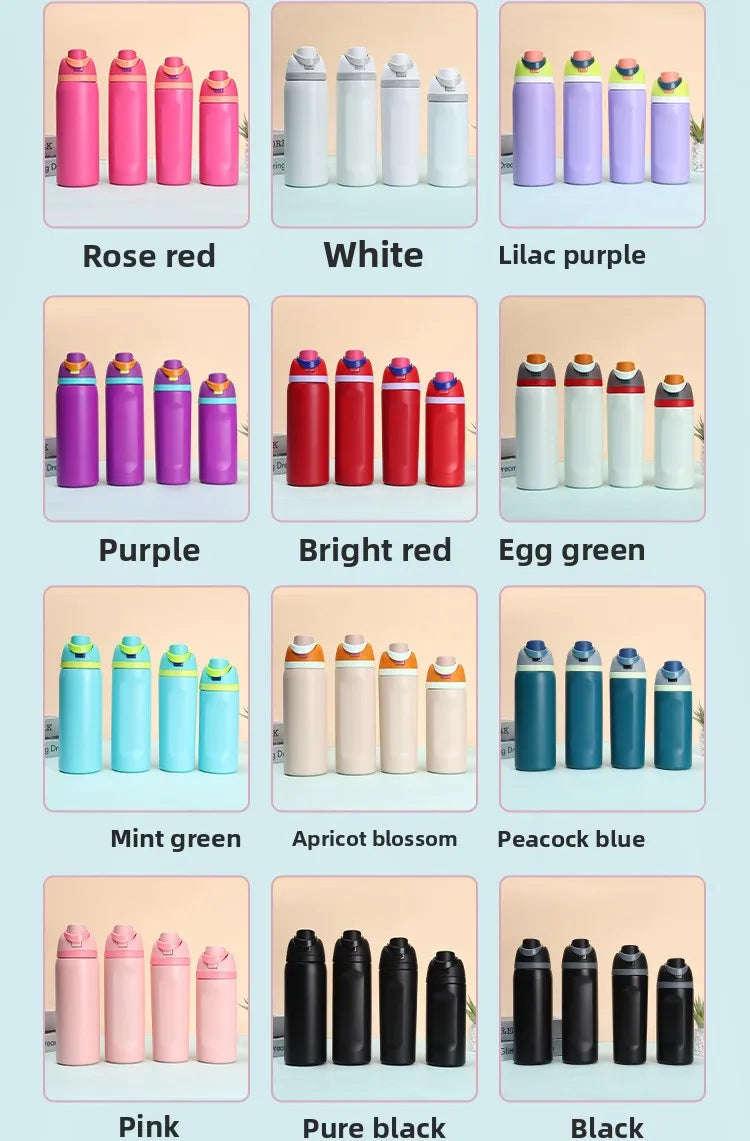 304 Stainless Steel Insulated Water Bottle with Straw, Leakproof