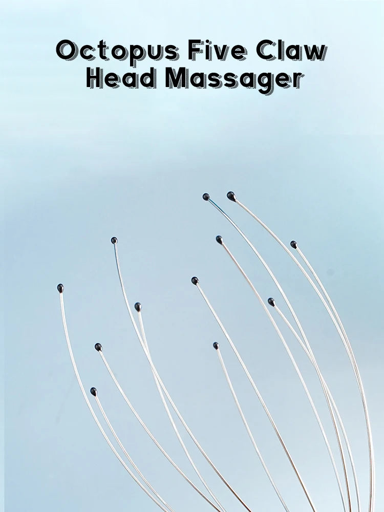 Octopus Scalp Head Massager, Manual Head Scratcher with Soft Rubber Tips, Portable Stress-Relief Massage Tool, 1 Pack