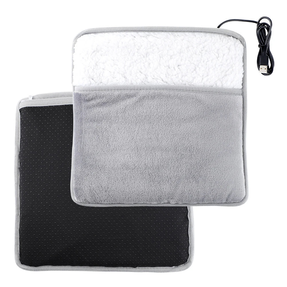 USB Heated Foot & Hand Warmer Pad - Soft Portable Electric Heating Pad for Home & Office Use