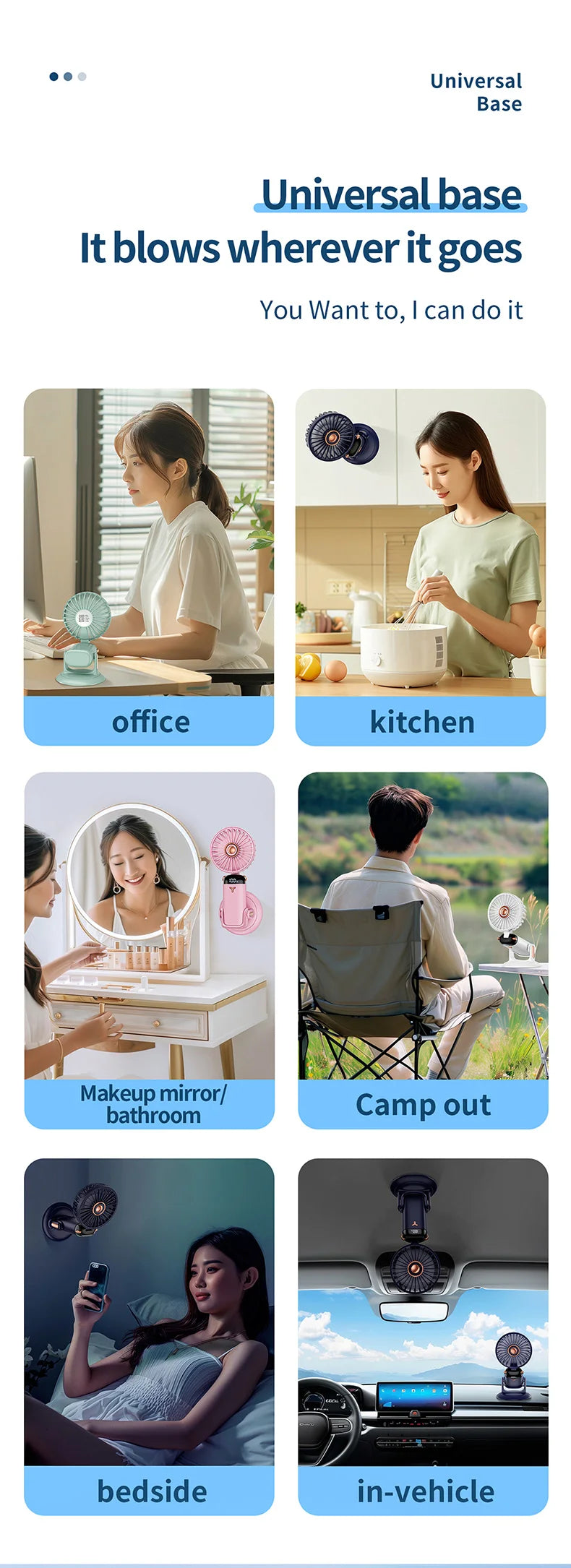 Handheld Mini Fan 3000mAh, Foldable 5-Speed USB Rechargeable, Neck-Hanging/Desk, Phone Stand & LED Display