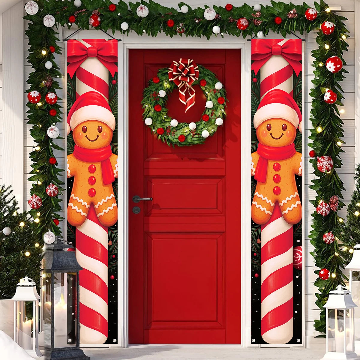 Christmas Santa Claus Snowman Door Couplet Merry Christmas Decoration for Home 2025 Elk Door Banner Navidad Natal New Year 2026