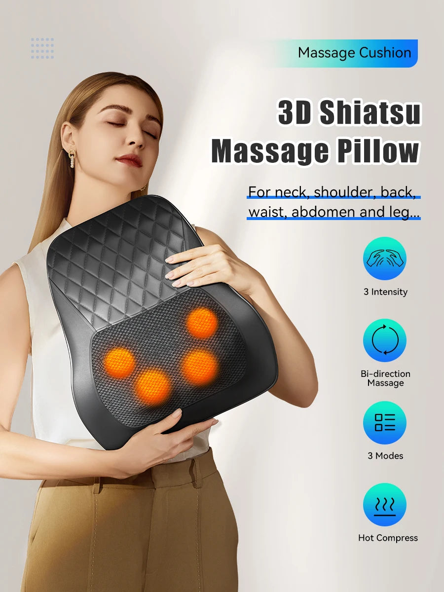 Neck Pillow Massager 3 Speed Adjustment Vibration Heating Massage Machine Can Be Used To Relax Shoulder, Neck, And Back Muscle