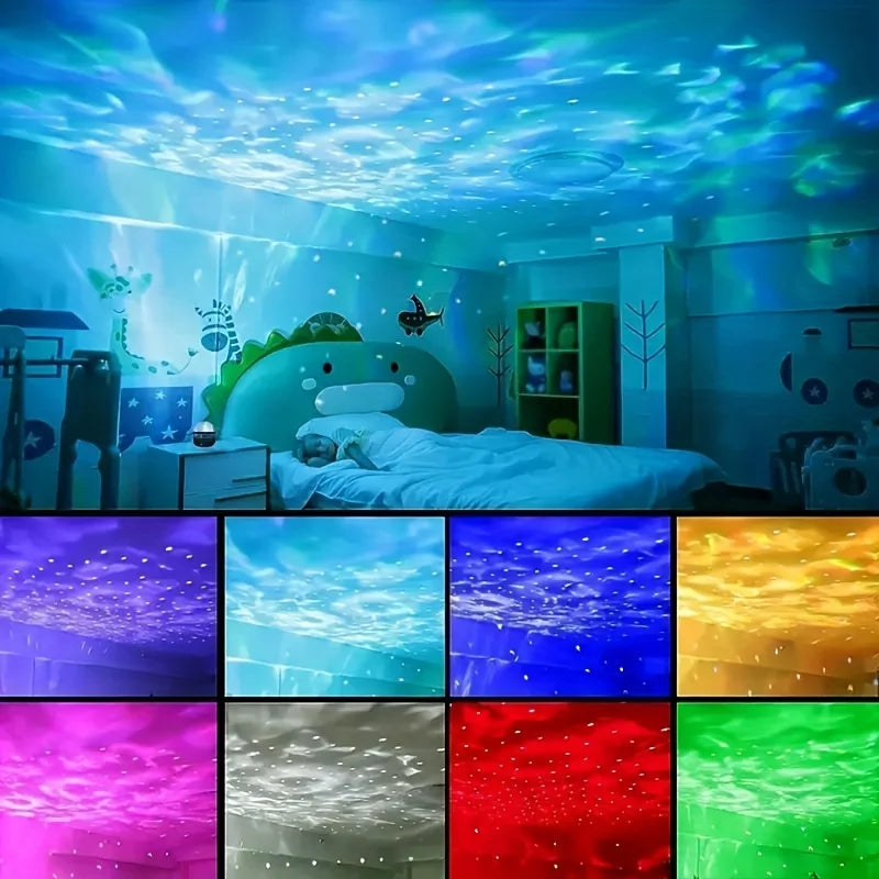 Galaxy Projector Night Light, LED Star & Ocean Wave Projector with Remote, RGB Colors, Auto-Rotate, USB Powered Ceiling Starlight for Bedroom, Kids, Nursery & Home Decor