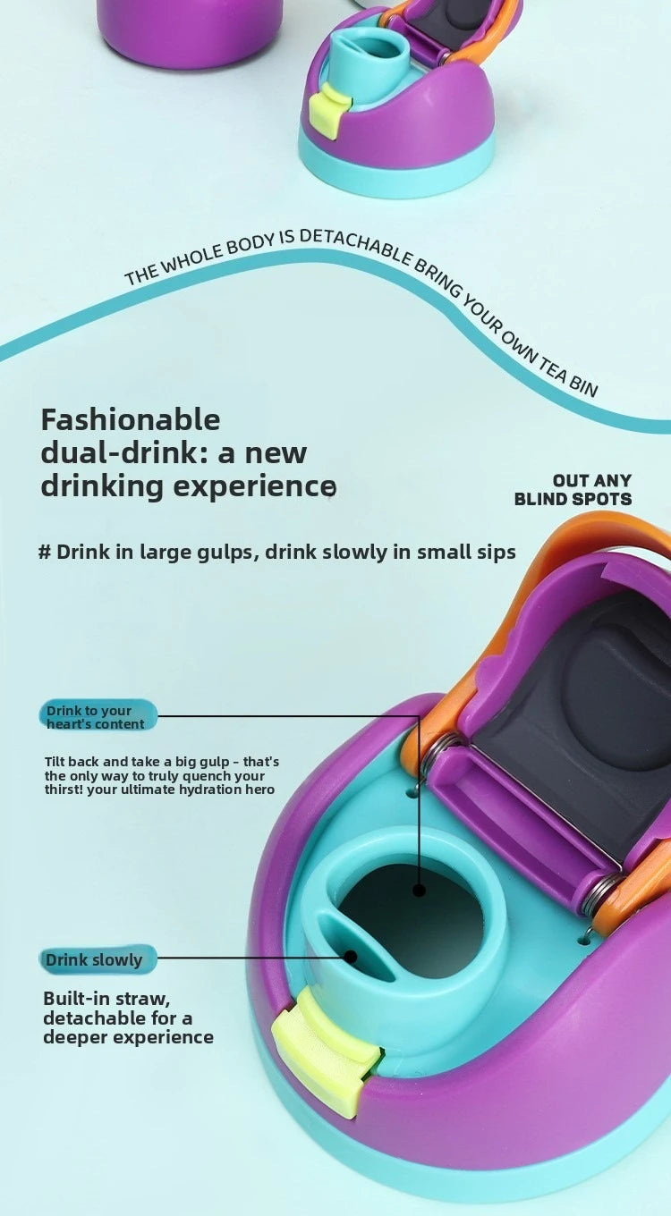 304 Stainless Steel Insulated Water Bottle with Straw, Leakproof