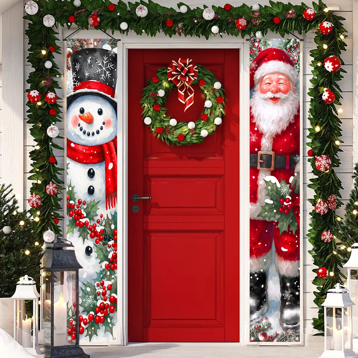 Christmas Santa Claus Snowman Door Couplet Merry Christmas Decoration for Home 2025 Elk Door Banner Navidad Natal New Year 2026