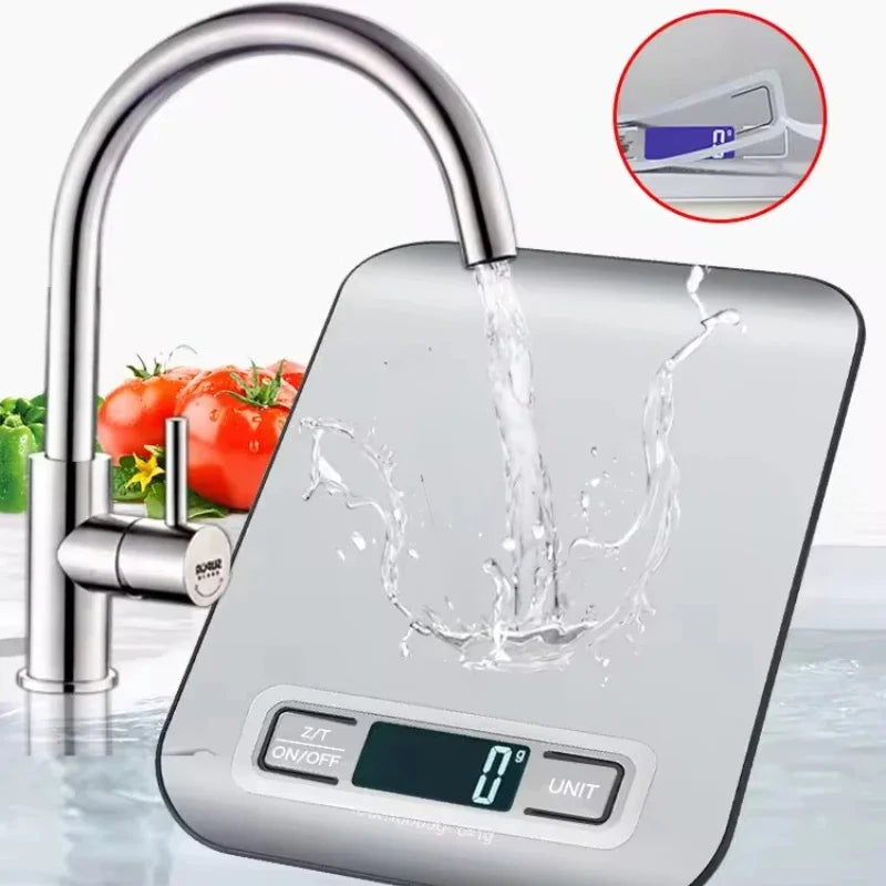 Digital Kitchen Food Scale 5kg/11lb, 1g Precision, Stainless Steel Platform, Backlit LCD, Tare & 6 Units (g/kg/oz/lb:oz/mL), Auto-Off for Baking, Coffee, Meal Prep & Jewelry