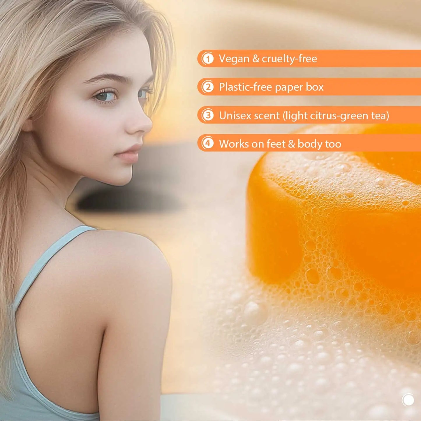 Persimmon Soap Bar with Green Tea Extract – Deodorizing & Purifying Soap for Body Odor, Face & Hand Wash –