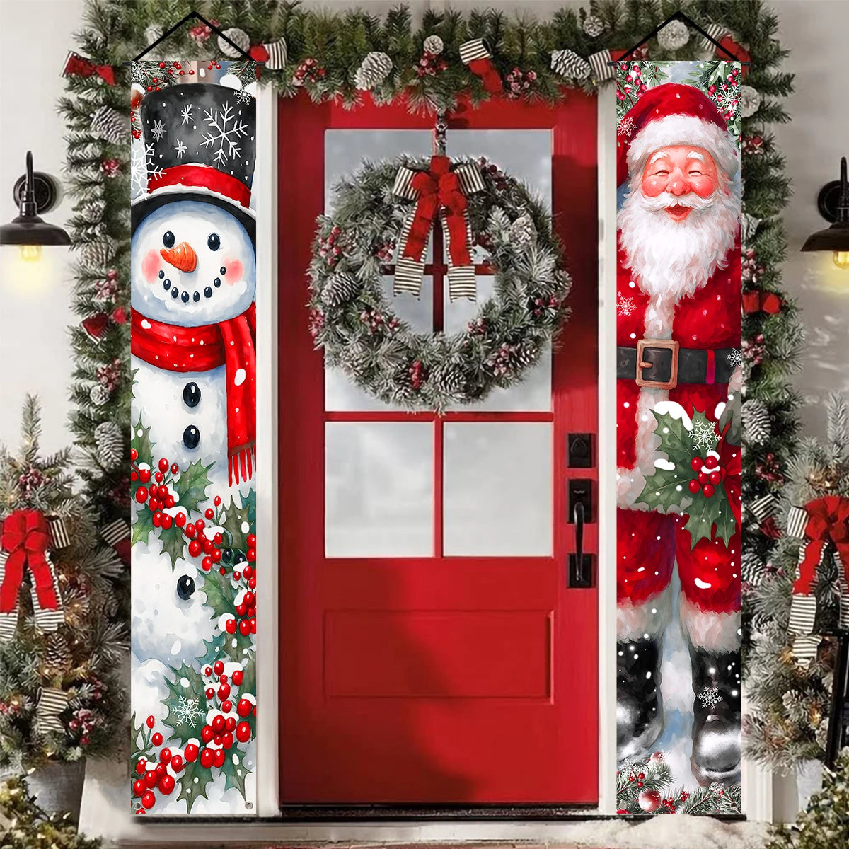 Christmas Santa Claus Snowman Door Couplet Merry Christmas Decoration for Home 2025 Elk Door Banner Navidad Natal New Year 2026