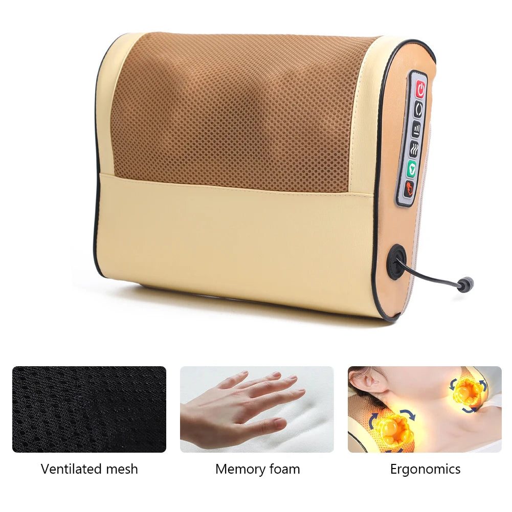 Electric Neck Massager Pillow Neck Massager Adjustable Deep Tissue Kneading Massage Pillow 3 Gear Multi-Function for Men Women
