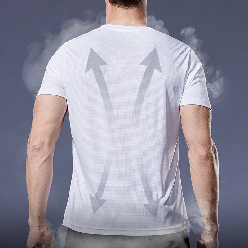 Men’s Gym T-Shirt Quick Dry Short Sleeve Sports Shirt – Bodybuilding, Running, Workout, Football Training Tee