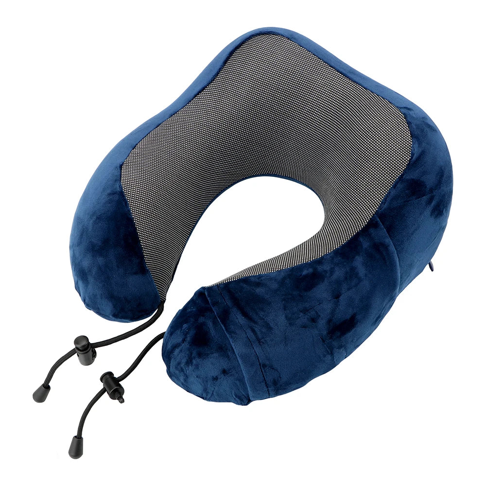 Memory Foam Travel Neck Pillow, U-Shaped 360-Degree Support, 100% Cotton Cover, Airplane Car Office Cushion for Men & Women