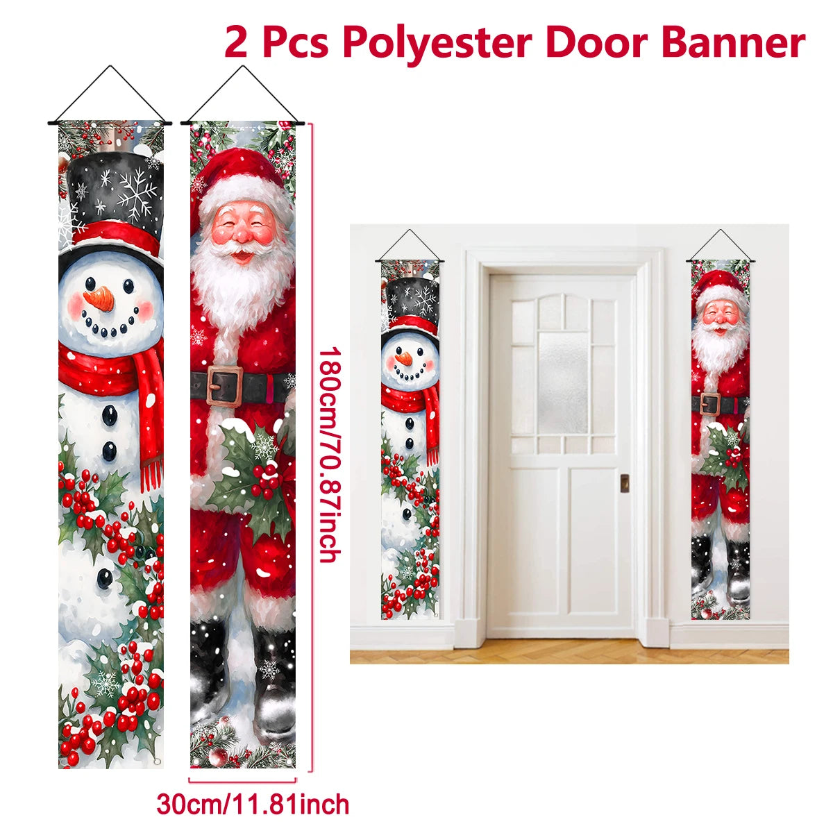 Christmas Santa Claus Snowman Door Couplet Merry Christmas Decoration for Home 2025 Elk Door Banner Navidad Natal New Year 2026