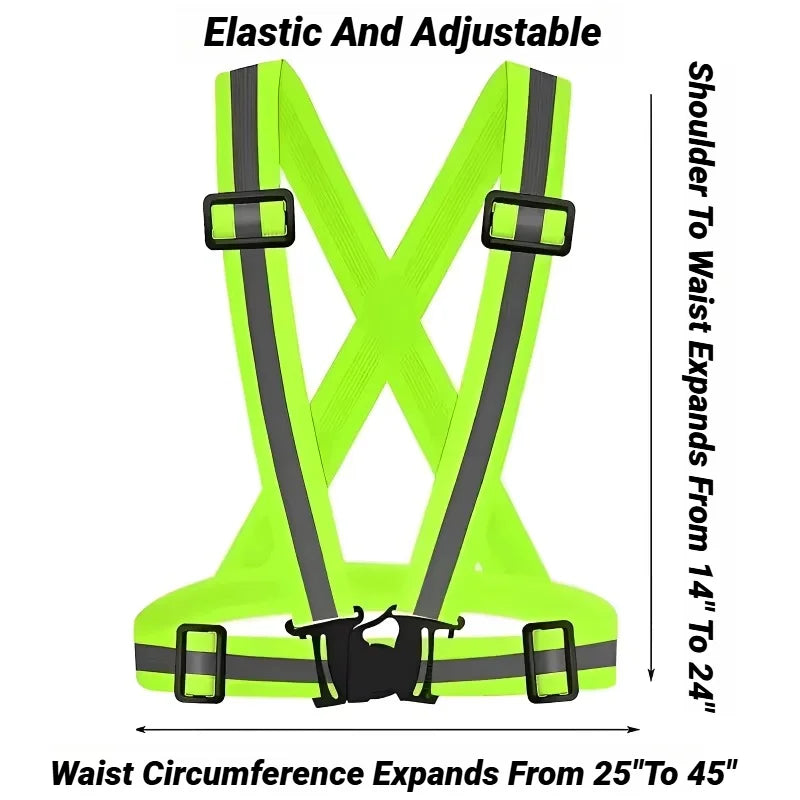 Reflective Safety Vest High Visibility, Lightweight Adjustable Elastic Straps for Running, Cycling, Walking, Traffic
