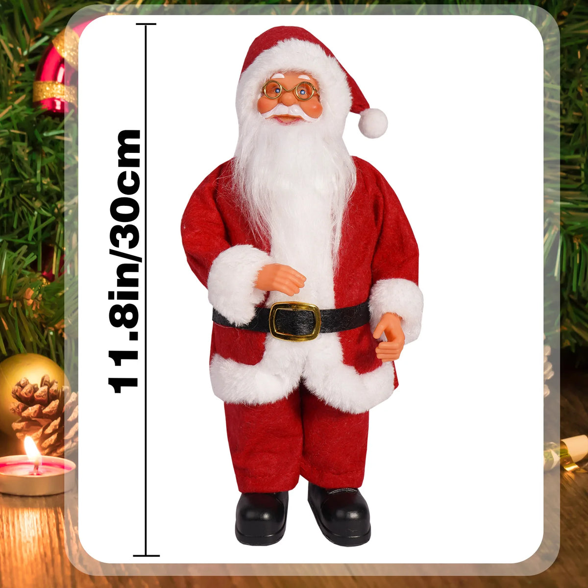 Christmas 12 Inch Santa Claus Cute Creative Holiday Decoration Desktop Novelty Toy Cartoon Doll Standing Posture Mascot