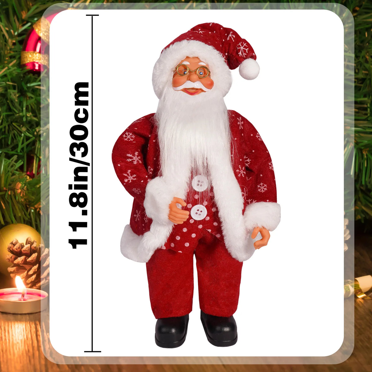 Christmas 12 Inch Santa Claus Cute Creative Holiday Decoration Desktop Novelty Toy Cartoon Doll Standing Posture Mascot