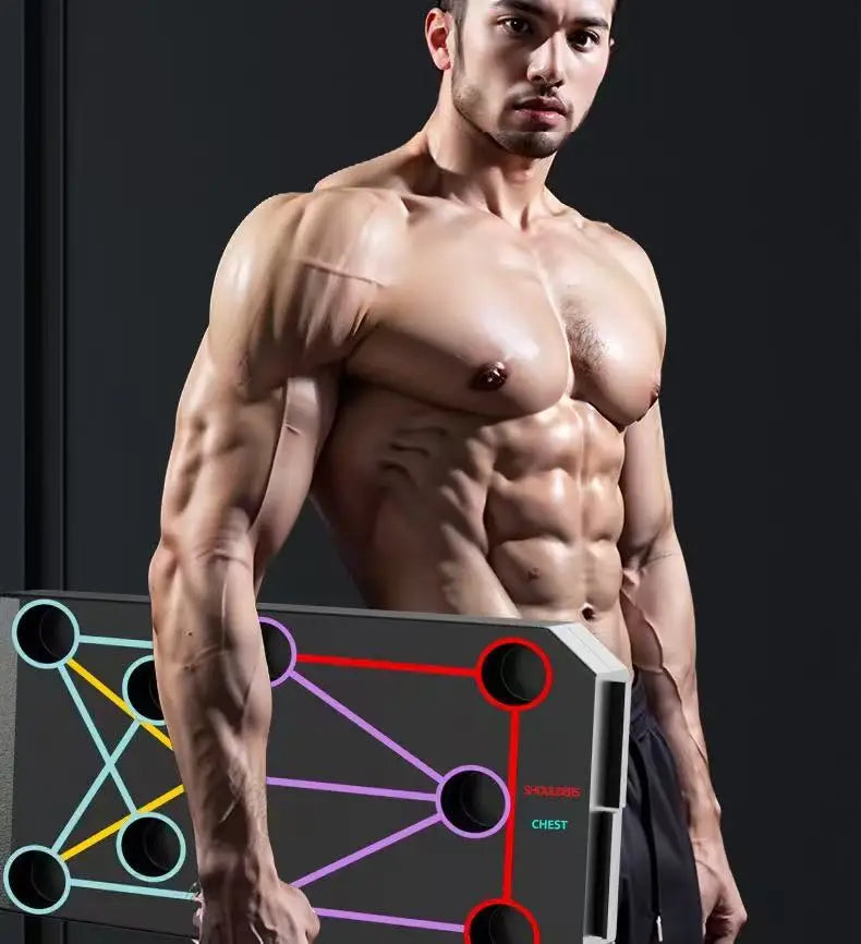 Folding Push-Up Board, Portable Multi-Function Push-Up System for Full Body Workout, Muscle Training, Core & Abdominal Strength Fitness Equipment