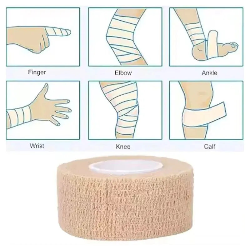 Self-Adherent Cohesive Bandage Wrap, Elastic Athletic Tape for Sports, Medical, and First Aid, Non-Woven Self-Adhesive Stretch Bandage Roll – Skin Color