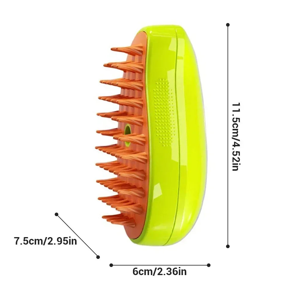 Steamy 3-in-1 Dog Steamer Brush & Cat Hair Brush, Electric Spray, Detangling Massage Grooming, Removes Tangles & Loose Hair