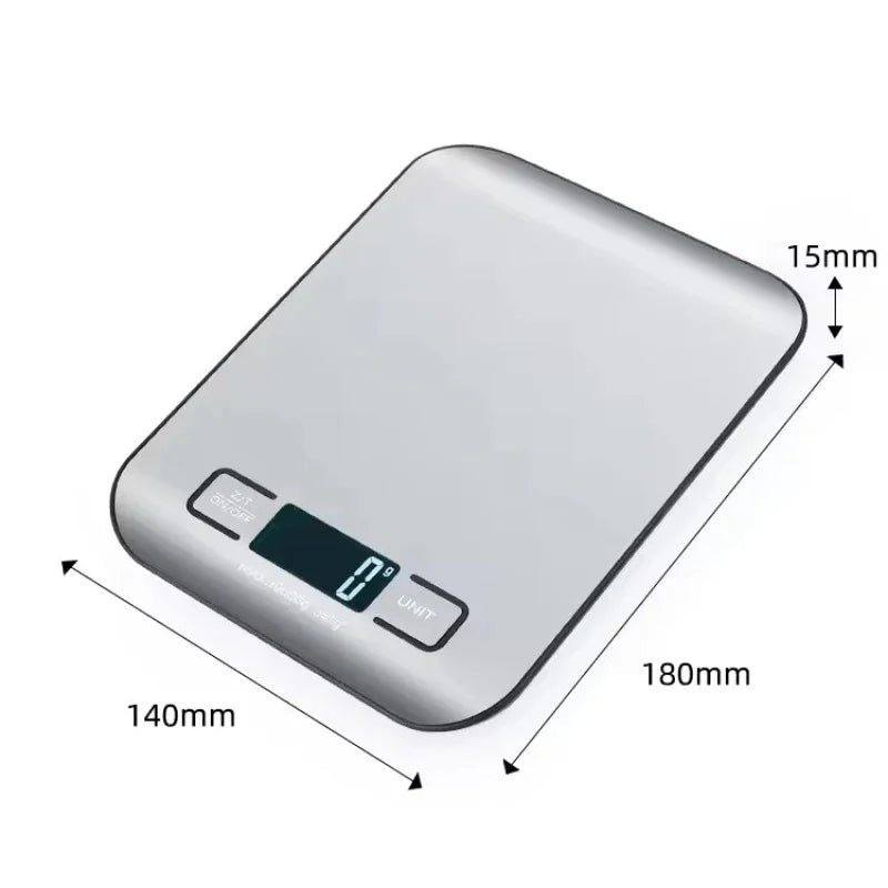 Digital Kitchen Food Scale 5kg/11lb, 1g Precision, Stainless Steel Platform, Backlit LCD, Tare & 6 Units (g/kg/oz/lb:oz/mL), Auto-Off for Baking, Coffee, Meal Prep & Jewelry