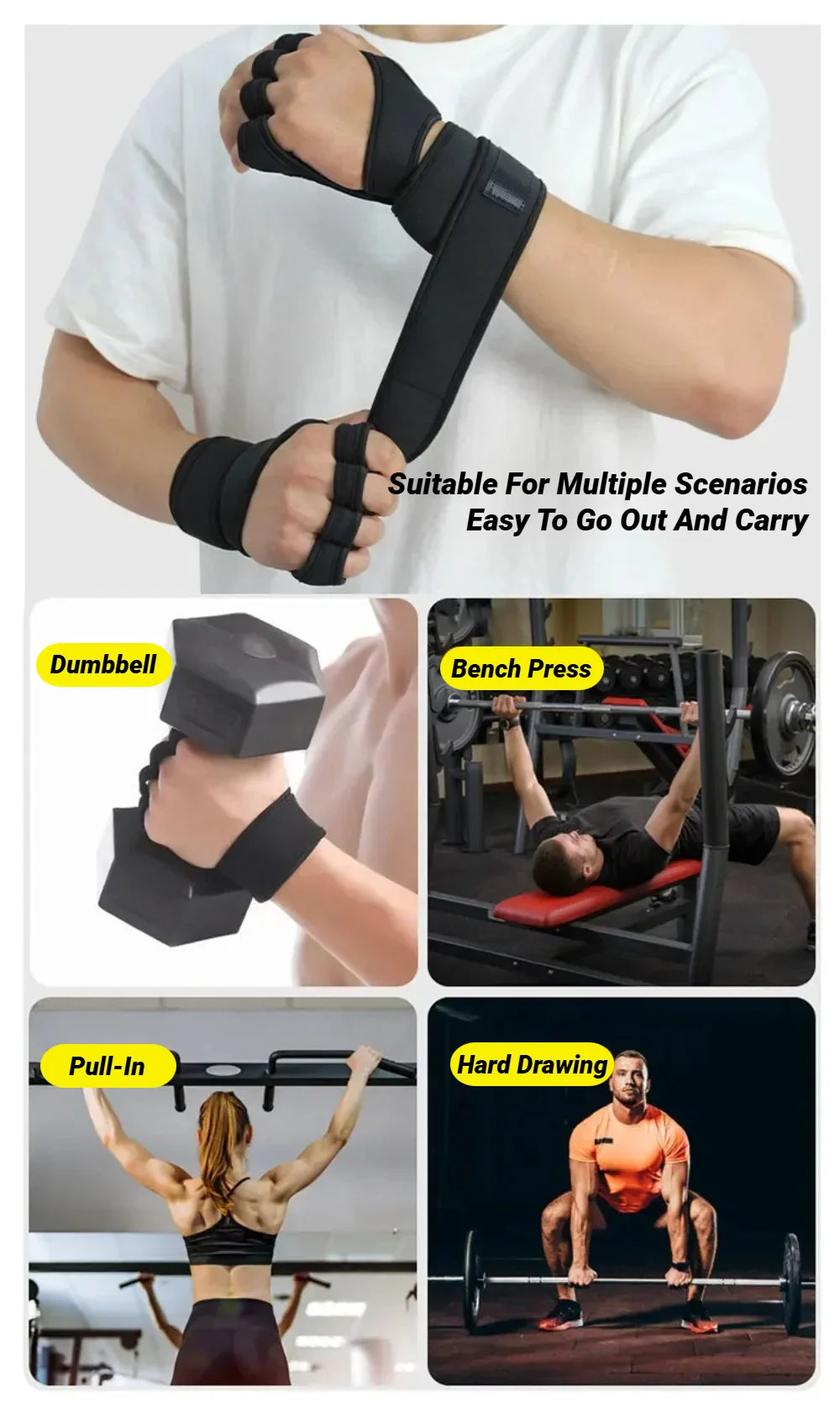 Workout Gloves for Men & Women, Weightlifting & Fitness Training Gloves with Wrist Support, Palm Protection for Gym, Bodybuilding & Dumbbell Exercises