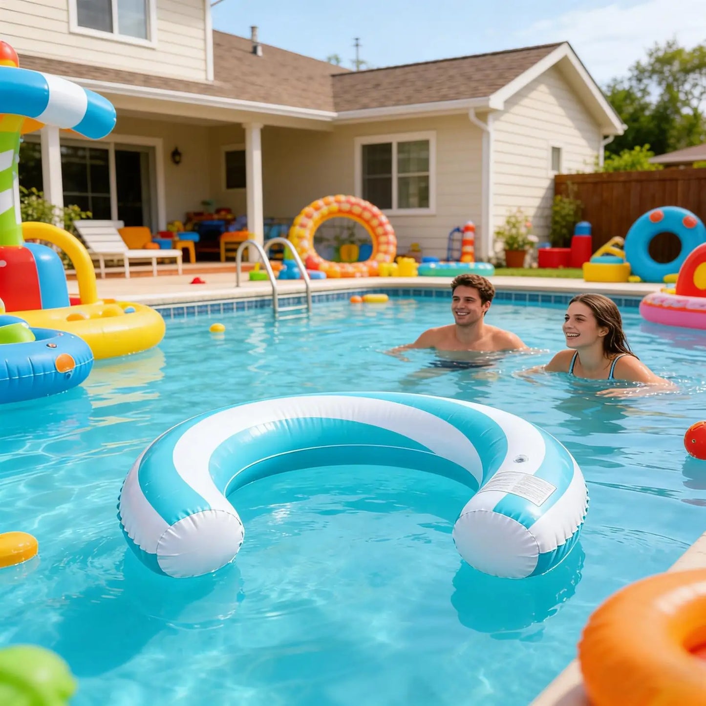 Pool Noodles PVC Leakproof Floating U Shape Swim Adult Pool Floats Inflatable Raft for Beach Lake River Party Outdoor Summer