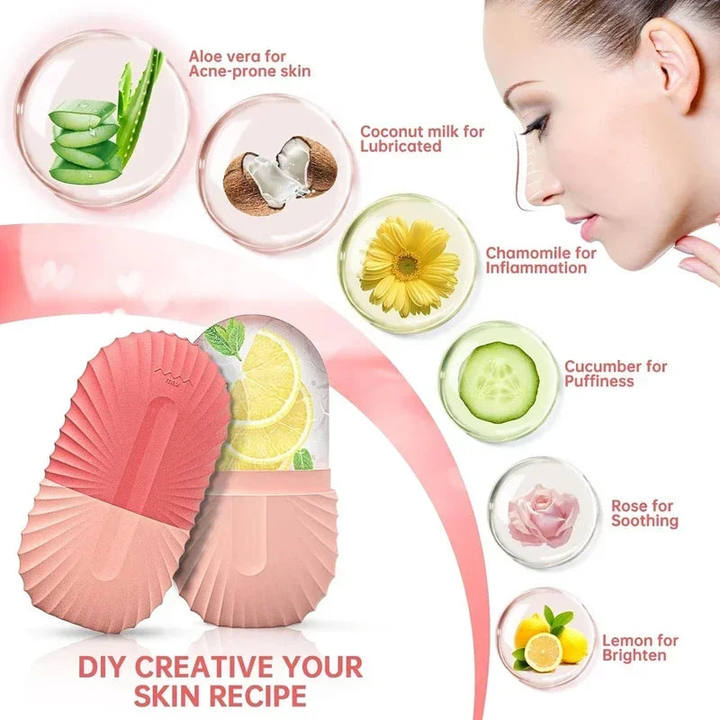 Ice Face Roller Ice Cube Beauty Massage Silicone Ice Mold For Eye Puffiness Ice Facial Roller Shrink Pores Multifunctional mold