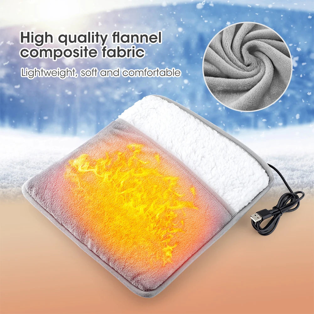 USB Heated Foot & Hand Warmer Pad - Soft Portable Electric Heating Pad for Home & Office Use