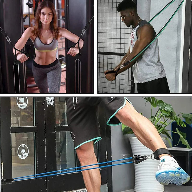 Resistance Bands with Handles for Men & Women, Exercise Bands for Home Workouts & Strength Training, Portable Workout Bands for Full-Body Fitness & Home Gym
