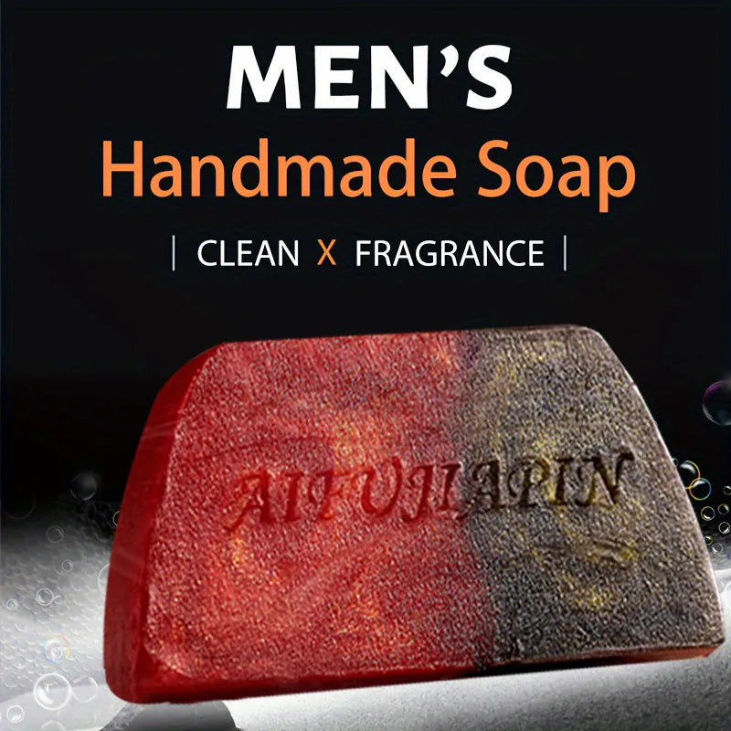 Men’s Agarwood Handmade Soap Bar – 3.53oz / 100g Natural Essential Oil Cleanser, Brightening, Anti-Aging & Moisturizing