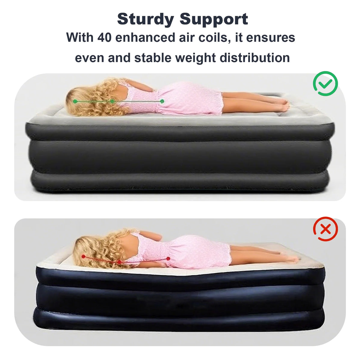 1-2 Person Automatic Inflatable Air Mattress with Built-In Pump, Thick PVC Camping Bed for Indoor Outdoor Use, Portable Sleeping Mat for Travel & Home