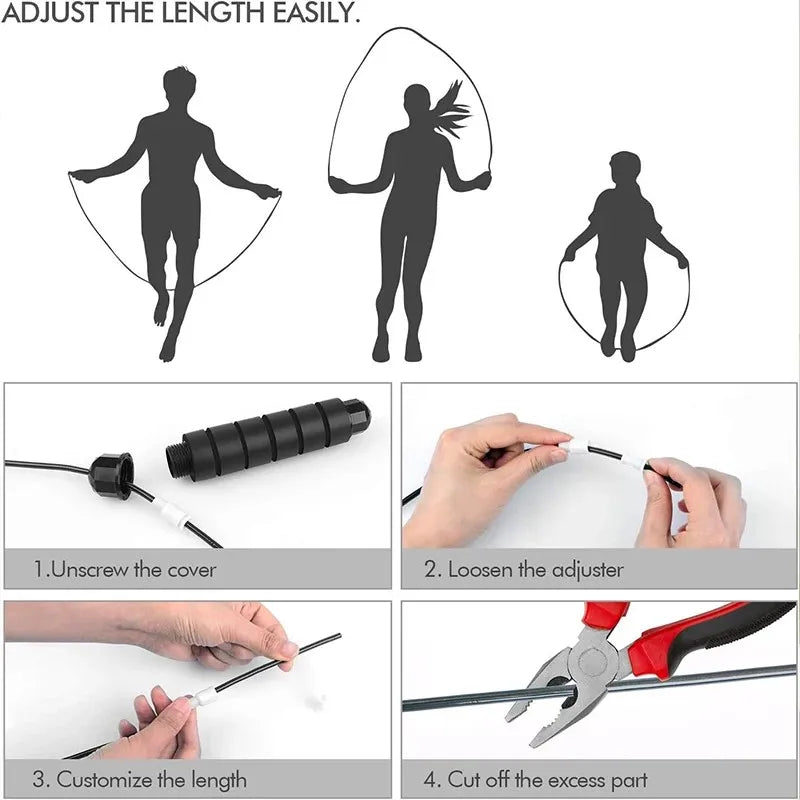 Adjustable Speed Jump Rope with Ball Bearings, Tangle-Free Wire Rope with Foam Handles for Fitness, Boxing, Cardio, Home Workouts & Weight Loss